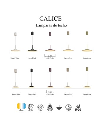 CALICE * COLGANTE GRANDE LED 1L - BLANCO